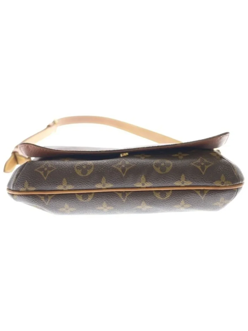 Louis Vuitton Monogram Musette Tango Shoulder Bag Brown Leather Gold